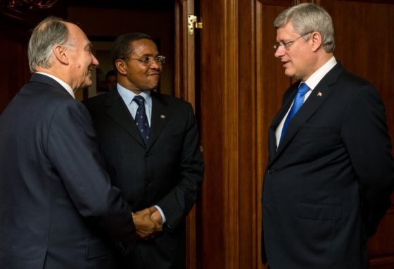 His Highness the Aga Khan, President Kikwete of Tanzania and Prime Minister Stephen Harper of Canada, who hosted the 3 days summit in Toronto. Photo: The website of the Prime Minister of Canada. Copyright.