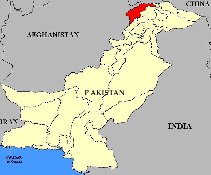 The remote District of Chitral (red) in Pakistan. Map adapted from Wikipedia.